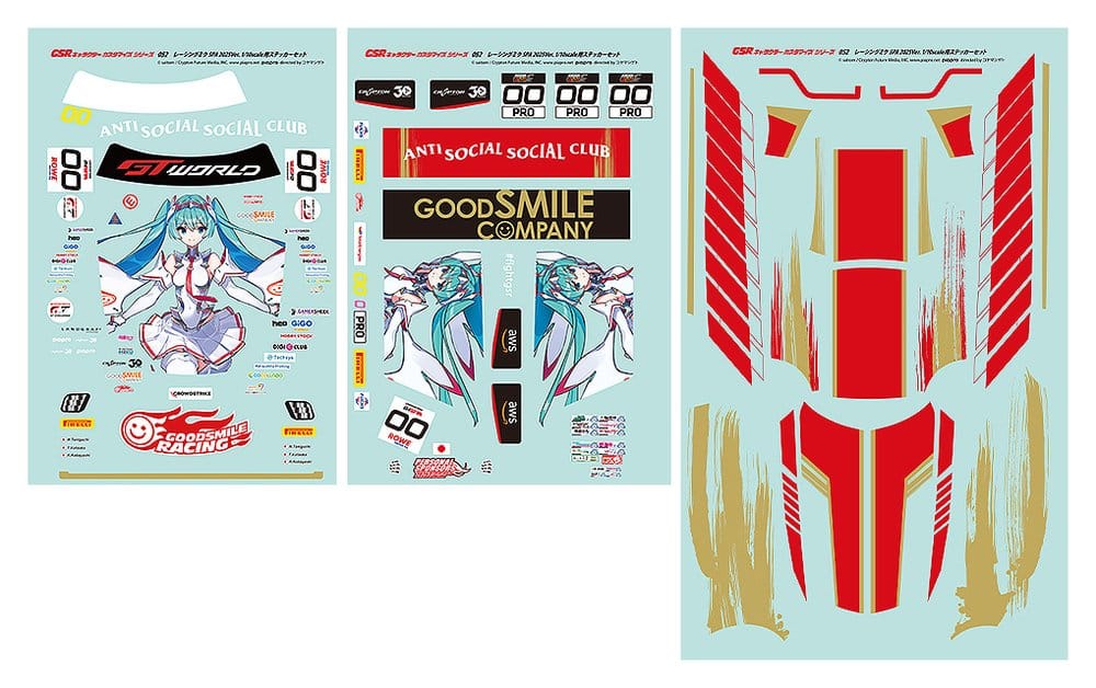 Hatsune Miku GSR Character Customization Series 052 Sticker Set for GSR Cars 1/10 Racing Miku SPA 2025 Ver.