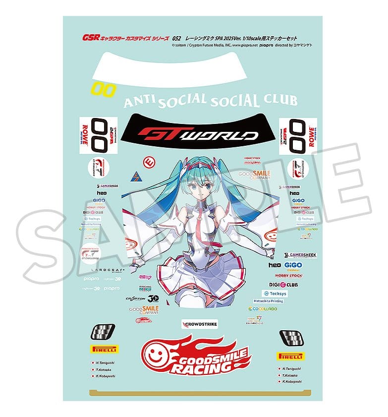 Hatsune Miku GSR Character Customization Series 052 Sticker Set for GSR Cars 1/10 Racing Miku SPA 2025 Ver. - Afbeelding 2