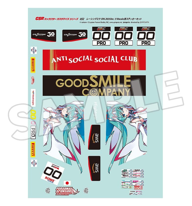 Hatsune Miku GSR Character Customization Series 052 Sticker Set for GSR Cars 1/10 Racing Miku SPA 2025 Ver. - Afbeelding 3